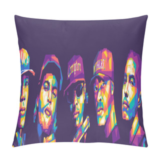 Personality  Famous Rapper Singer Wpap Vector Popart Colorful Illustration Design With Abstract Background Pillow Covers