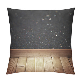 Personality  Black Glitter Lights And Wooden Floor Planks Pillow Covers