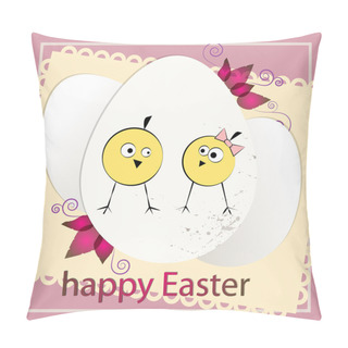 Personality  Happy Easter Card,  Vector Illustration   Pillow Covers