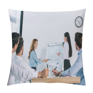 Personality  Selective Focus Of Business Coworkers Having Business Training In Office Pillow Covers