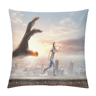 Personality  Woman Escaping From Hand Pillow Covers