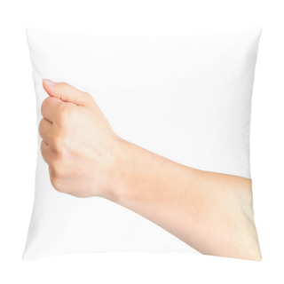 Personality  Woman Clenched Fist. Concept Of Unity, Fight Or Cooperation Pillow Covers