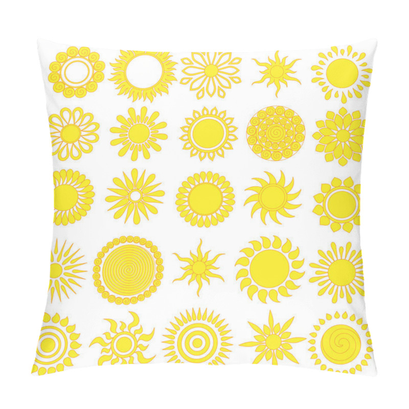 Personality  Vector set of different hand drawn suns. isolated. pillow covers