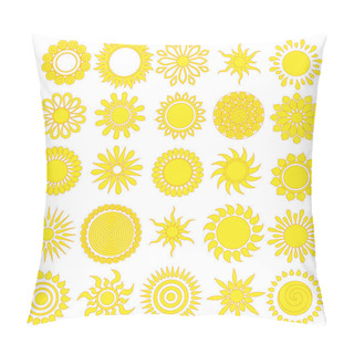 Personality  Vector Set Of Different Hand Drawn Suns. Isolated. Pillow Covers