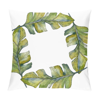 Personality  Green Leaf Plant Botanical Garden Foliage. Exotic Tropical Hawaiian Summer. Watercolor Background Illustration Set. Watercolour Drawing Fashion Aquarelle Isolated. Frame Border Ornament Square. Pillow Covers