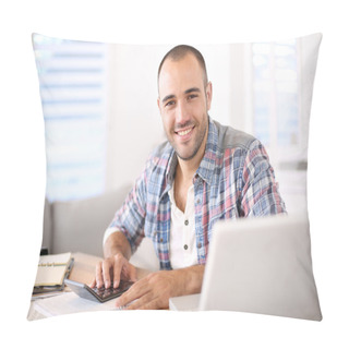 Personality  Man Working On Laptop Computer Pillow Covers
