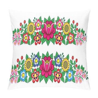 Personality  Polish Folk Art Vector Floral Long Decoration, Zalipie Decorative Pattern With Flowers And Leaves - Greeting Card, Wedding Invitation Pillow Covers