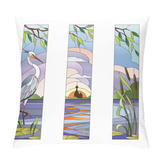 Personality  Stained Glass With Heron Pillow Covers
