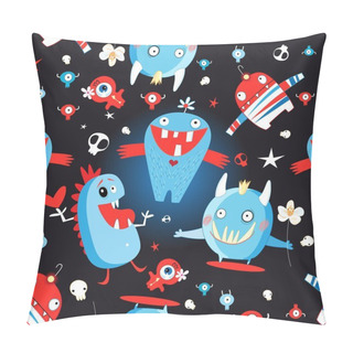 Personality  Seamless Jolly Pattern With Monsters Pillow Covers