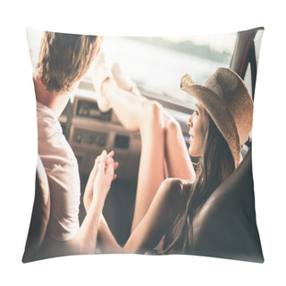 Personality  Couple Holding Hands In Car Pillow Covers