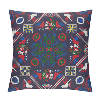 Personality  Ukrainian Embroidery Vector Seamless Pattern Pillow Covers