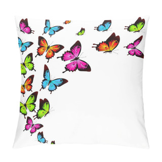 Personality  Set Of Bright Colorful Butterflies Isolated On White Background Pillow Covers