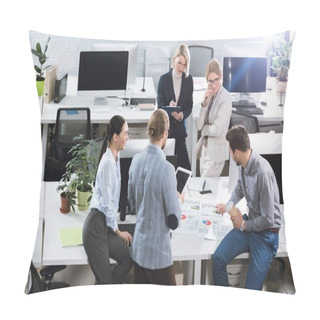 Personality  Business Team Discussing Project Pillow Covers