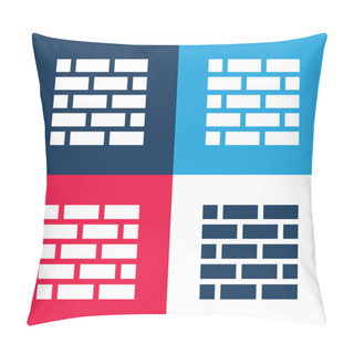 Personality  Brickwall Blue And Red Four Color Minimal Icon Set Pillow Covers