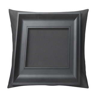 Personality  Top View Of Empty Black Frame On Black Background With Copy Space Pillow Covers