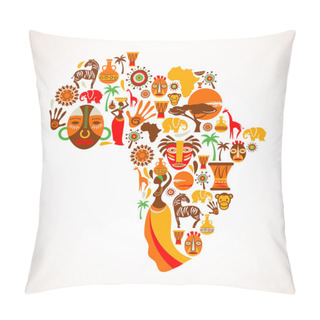 Personality  Map Of Africa With Vector Icons Pillow Covers