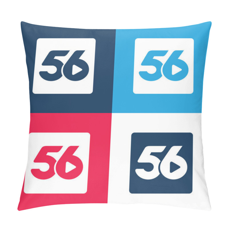 Personality  56 Social Logo blue and red four color minimal icon set pillow covers