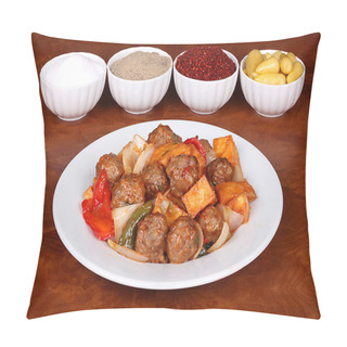 Personality  Very Nice Meatballs With Fragrant Turkish Spices On A Barbecue Plate Pillow Covers