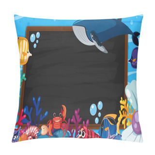 Personality  Border Template With Ocean Theme In Background Illustration Pillow Covers
