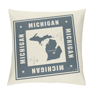 Personality  Stamp With Michigan Pillow Covers
