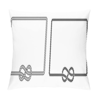 Personality  Rope Tie Square Border Vector Design. Rope Lace Line Vector. Pretty Rope Knot Form. With Space Bar For Writing Text. Pillow Covers