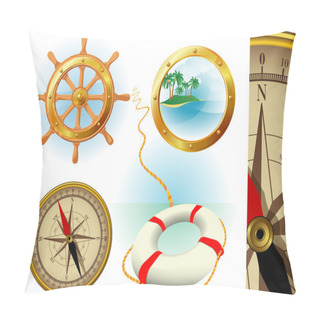 Personality  Marine Travel Vector Icons. Pillow Covers