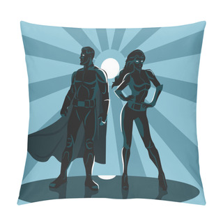 Personality  Superheroes Silhouette Vector Illustration Pillow Covers
