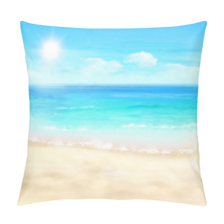 Personality  Sunny Beach. Vector Illustration. Pillow Covers