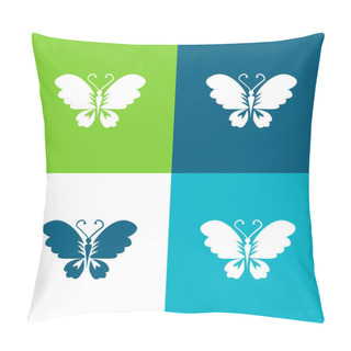 Personality  Black Butterfly Top View With Opened Wings Flat Four Color Minimal Icon Set Pillow Covers