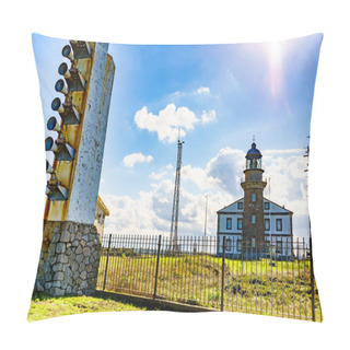 Personality  Sea Coast Landscape With Fog Horns And Lighthouse Cabo Penas In North Spain, Bay Of Biscay, Asturias Coastline. Pillow Covers