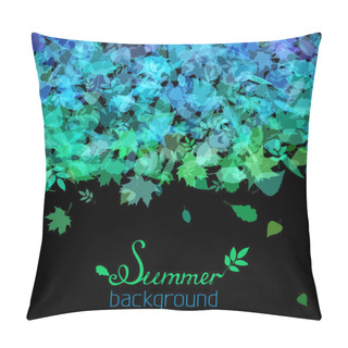 Personality  Set Of Various Summer Leaves Silhouettes On Black Background.  Pillow Covers