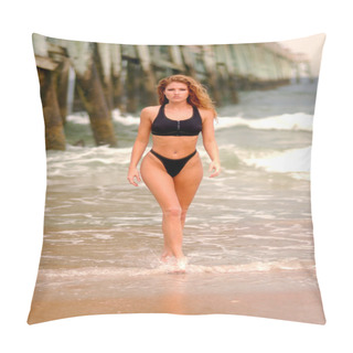 Personality  Black Athletic Top Bikini -  Pretty Red Head Farrah Pillow Covers