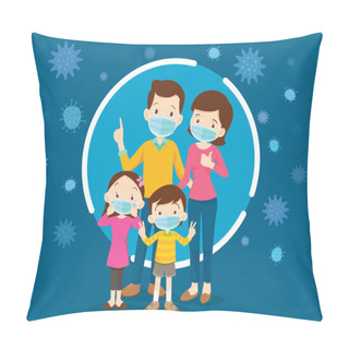 Personality  Family Wearing Protective Medical Mask For Prevent Virus.Dad Mom Pillow Covers