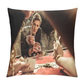 Personality  Man Playing Poker Pillow Covers