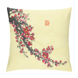Personality  Plum Blossom On A Yellow Background Pillow Covers