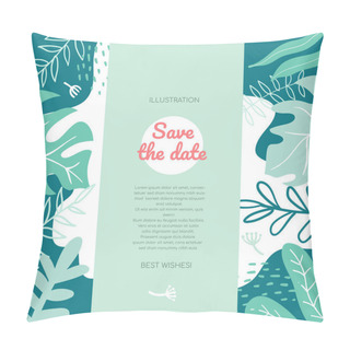 Personality  Save The Date - Modern Flat Style Abstract Banner Pillow Covers