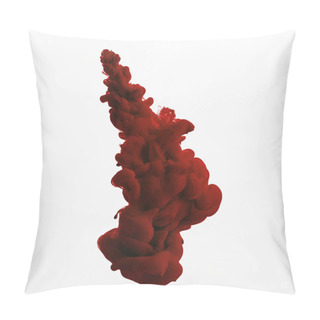 Personality  Close Up View Of Dark Red Paint Swirls Isolated On White Pillow Covers