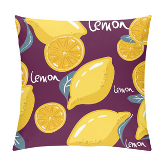 Personality  Fresh Lemons For Fabric, Drawing Labels, Print On T-shirt, Wallpaper Of Children's Room, Fruit Background.Seamless Bright Light Pattern. Slices Of A Lemon Doodle Style Cheerful Background. Pillow Covers