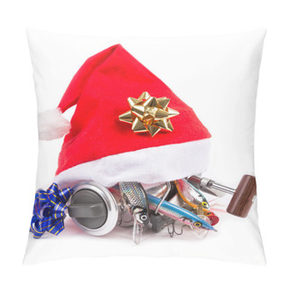 Personality  Gift In Santa`s Cap For Fishers Pillow Covers
