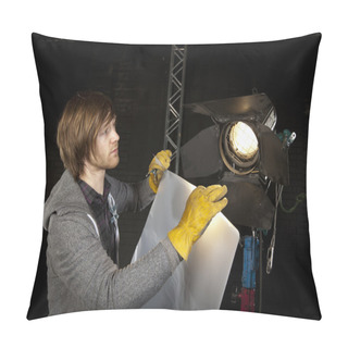 Personality  Lighting Man In Television Studio Pillow Covers