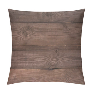 Personality  Close-up View Of Brown Wooden Background With Horizontal Planks Pillow Covers