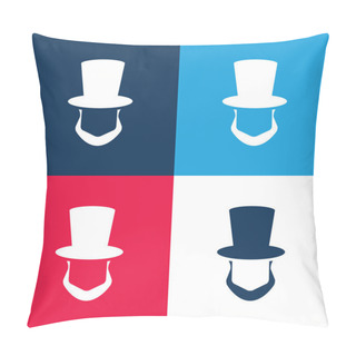Personality  Abraham Lincoln Hat And Beard Shapes Blue And Red Four Color Minimal Icon Set Pillow Covers