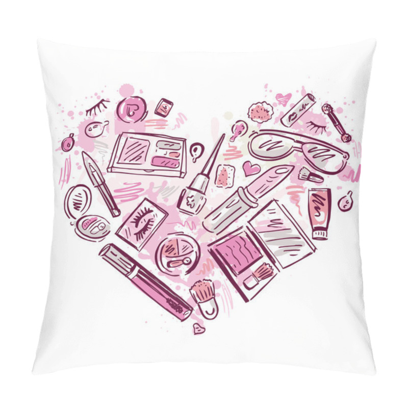 Personality  Heart of Makeup products set. pillow covers