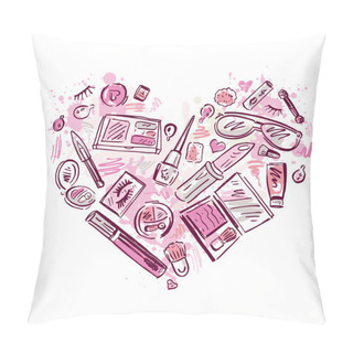 Personality  Heart Of Makeup Products Set. Pillow Covers