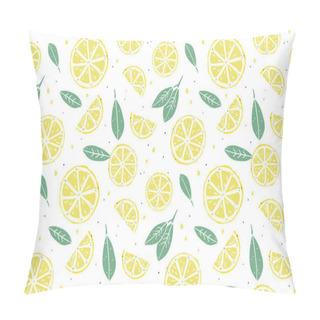 Personality  Fresh Cute Lemon Half Seamless Pattern On White Pillow Covers