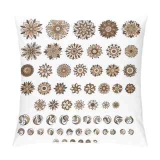 Personality  Henna Tattoo Doodle  Elements On White Background Pillow Covers