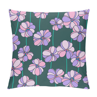 Personality  Vector Seamless Retro Style Colorful Flower Pattern Pillow Covers