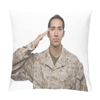 Personality  Latino Male Soldier In Camouflage Salutes Pillow Covers