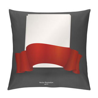 Personality  A Sheet Of Paper With Red Ribbon. Vector Illustration. Pillow Covers