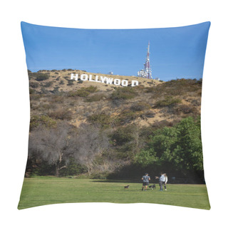 Personality  Los Angeles, CA USA - Jan 20, 2021: Lake Hollywood Park With Views Of The Hollywood Sign Pillow Covers